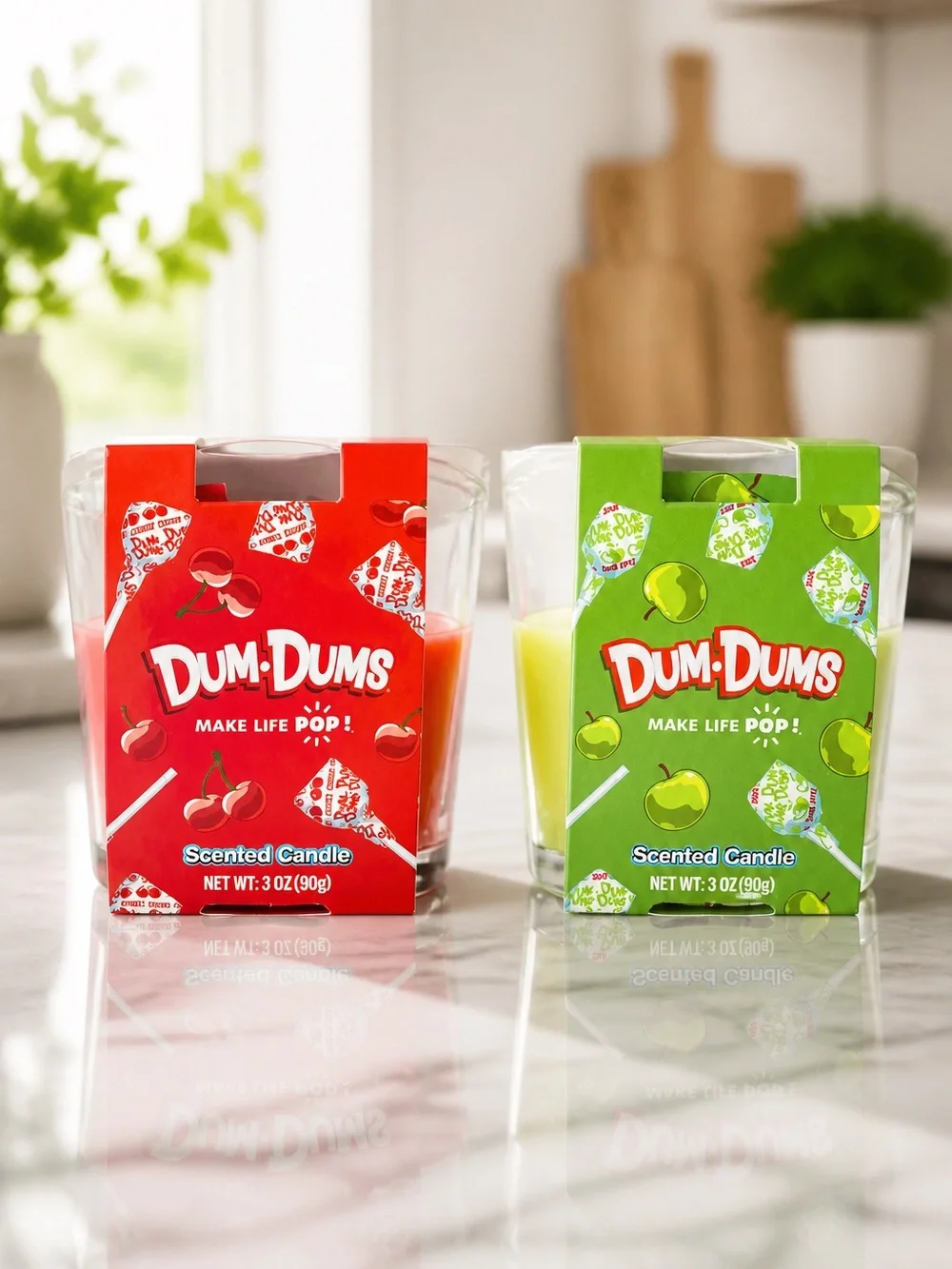 Dum Dums (2) Pack Scented Candles Apple & Cherry Scented 3 Oz each